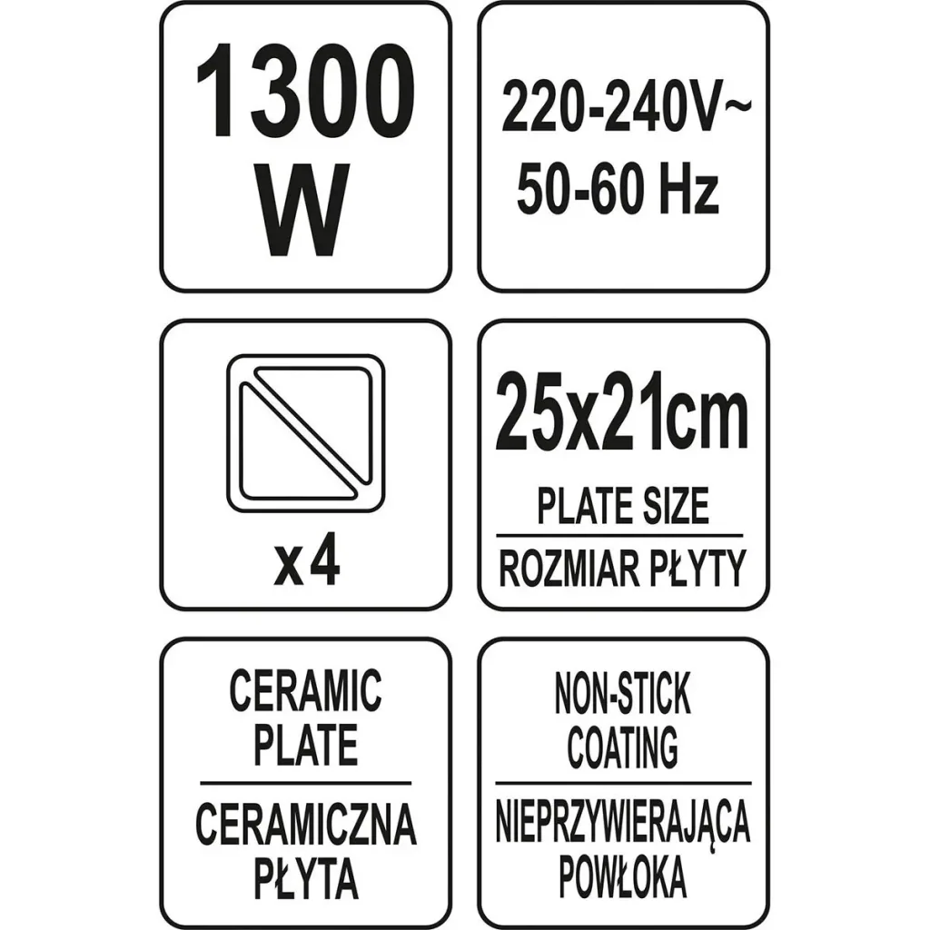 Toaster - 4 toasts at once - 1300W - Non-stick coating