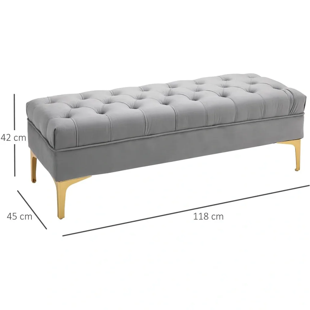 Upholstered bench blue/gold