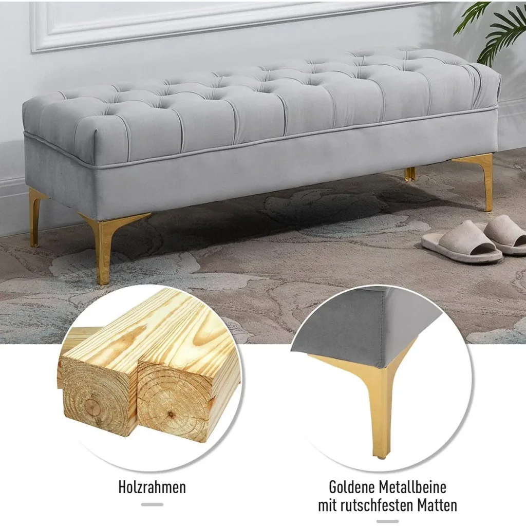 Upholstered bench blue/gold