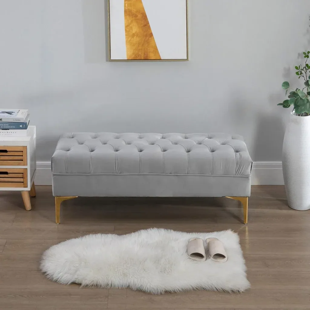 Upholstered bench blue/gold
