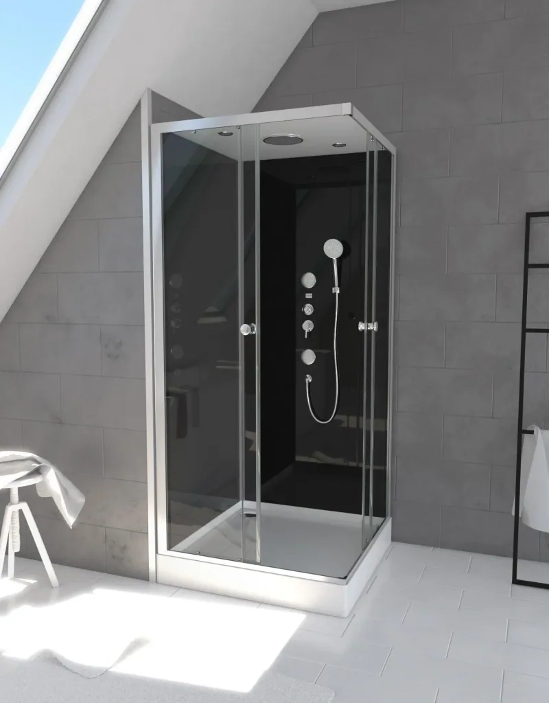 Komplettdusche "Black Square" 90 x 90 x 215 cm