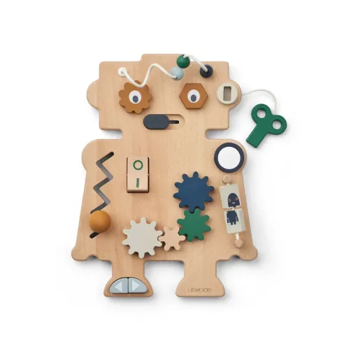 Liewood houten speelgoed, speelbord - Carola Robot, indigo blauw multi mix
