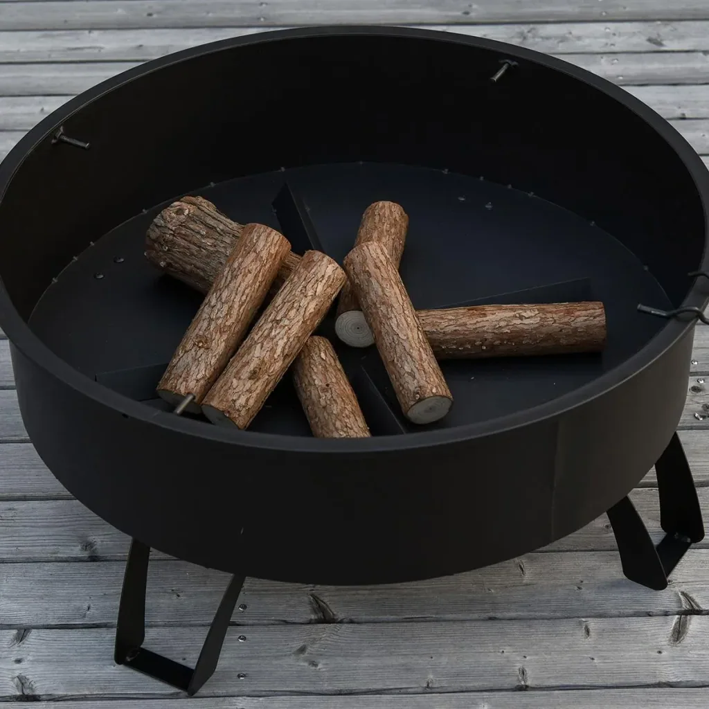 2-in-1 fire bowl with grill grate black