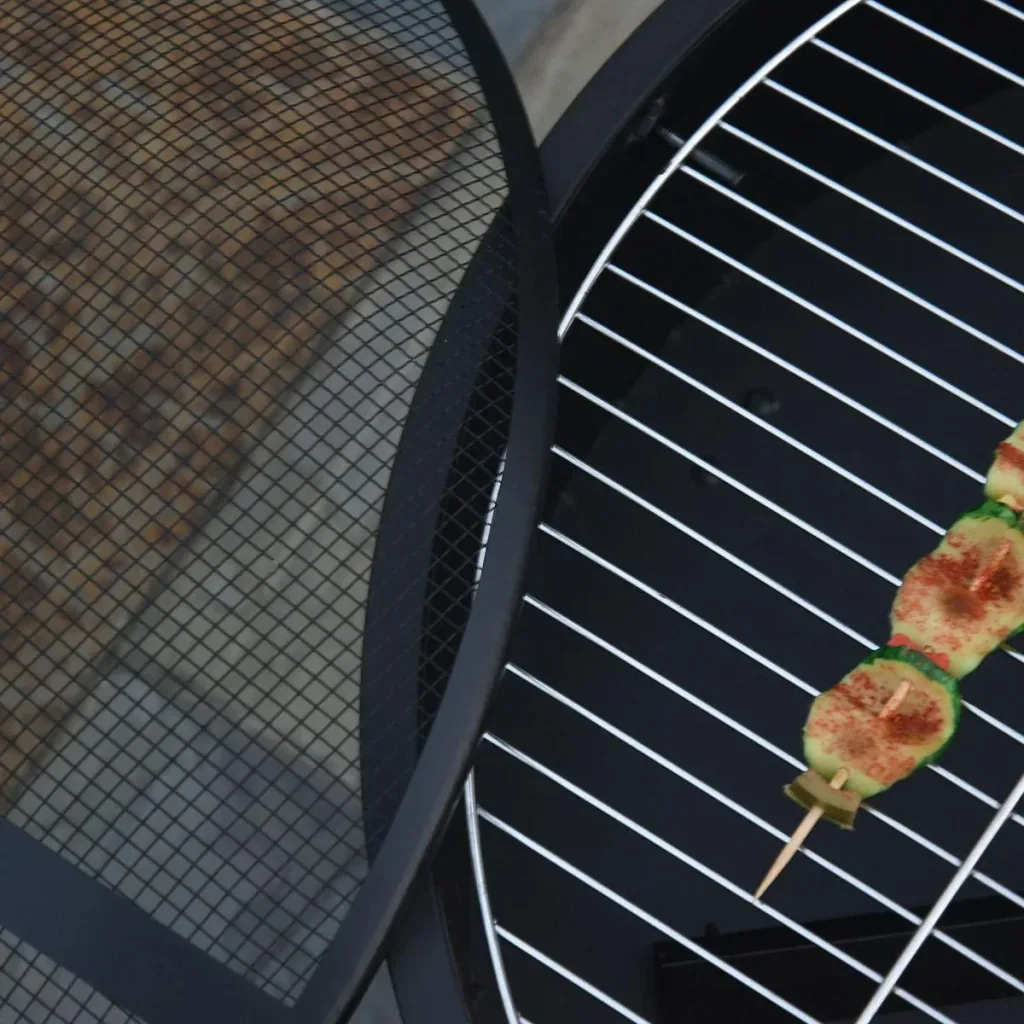 2-in-1 fire bowl with grill grate black