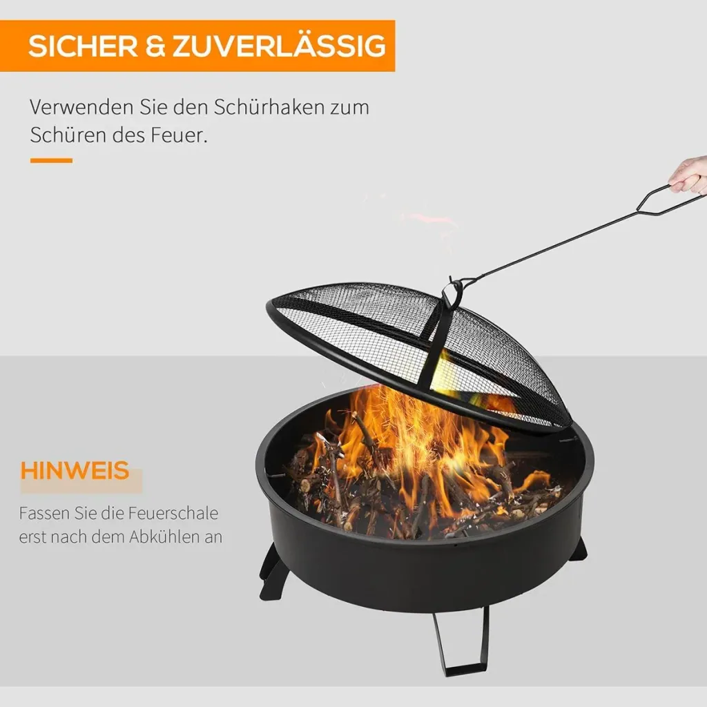 2-in-1 fire bowl with grill grate black