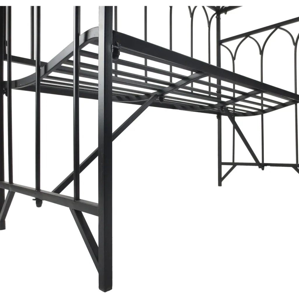 Rose arch with bench, rose bench, arbor bench, trellis, metal, black, 115 x 50 x 203 cm