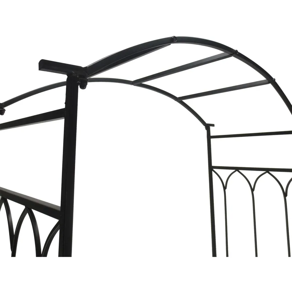Rose arch with bench, rose bench, arbor bench, trellis, metal, black, 115 x 50 x 203 cm