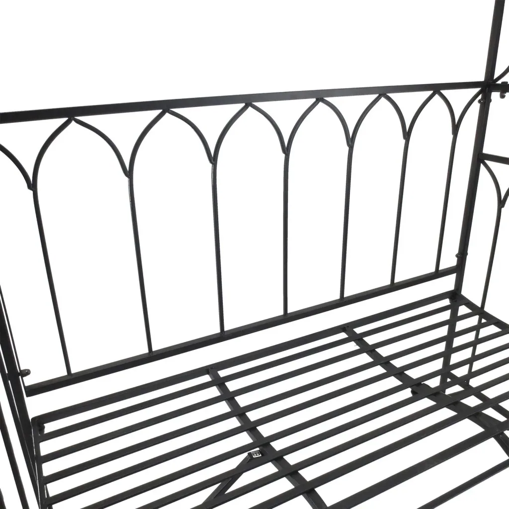 Rose arch with bench, rose bench, arbor bench, trellis, metal, black, 115 x 50 x 203 cm