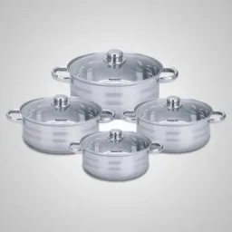 Deep soup pots with glass lids 8 pieces