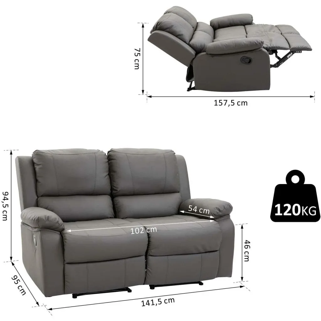 Double sofa with reclining function