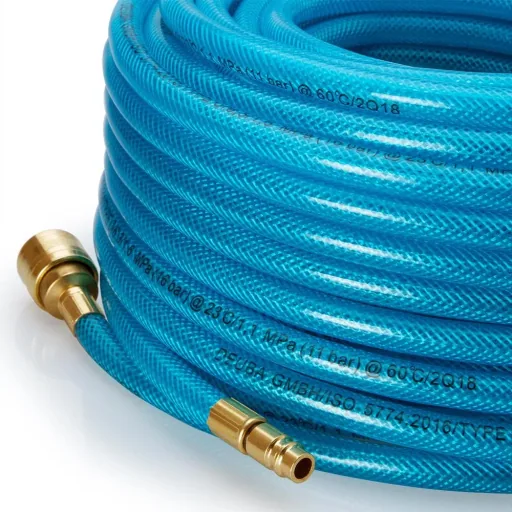 Compressed air hose 30 m with quick coupling and plug
