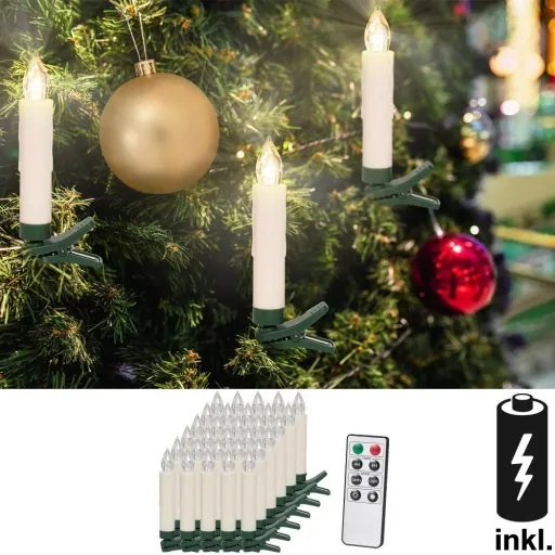 LED Christmas candles 30 x warm white with remote control & timer