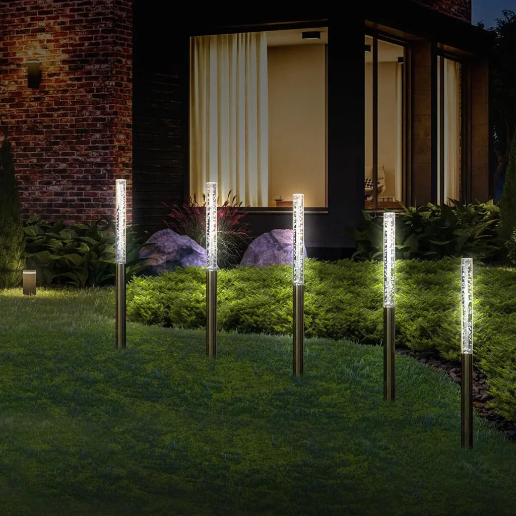 5x Solar Lamp - Solar Powered Lamp - Garden Lighting - Path Lighting - Bright White