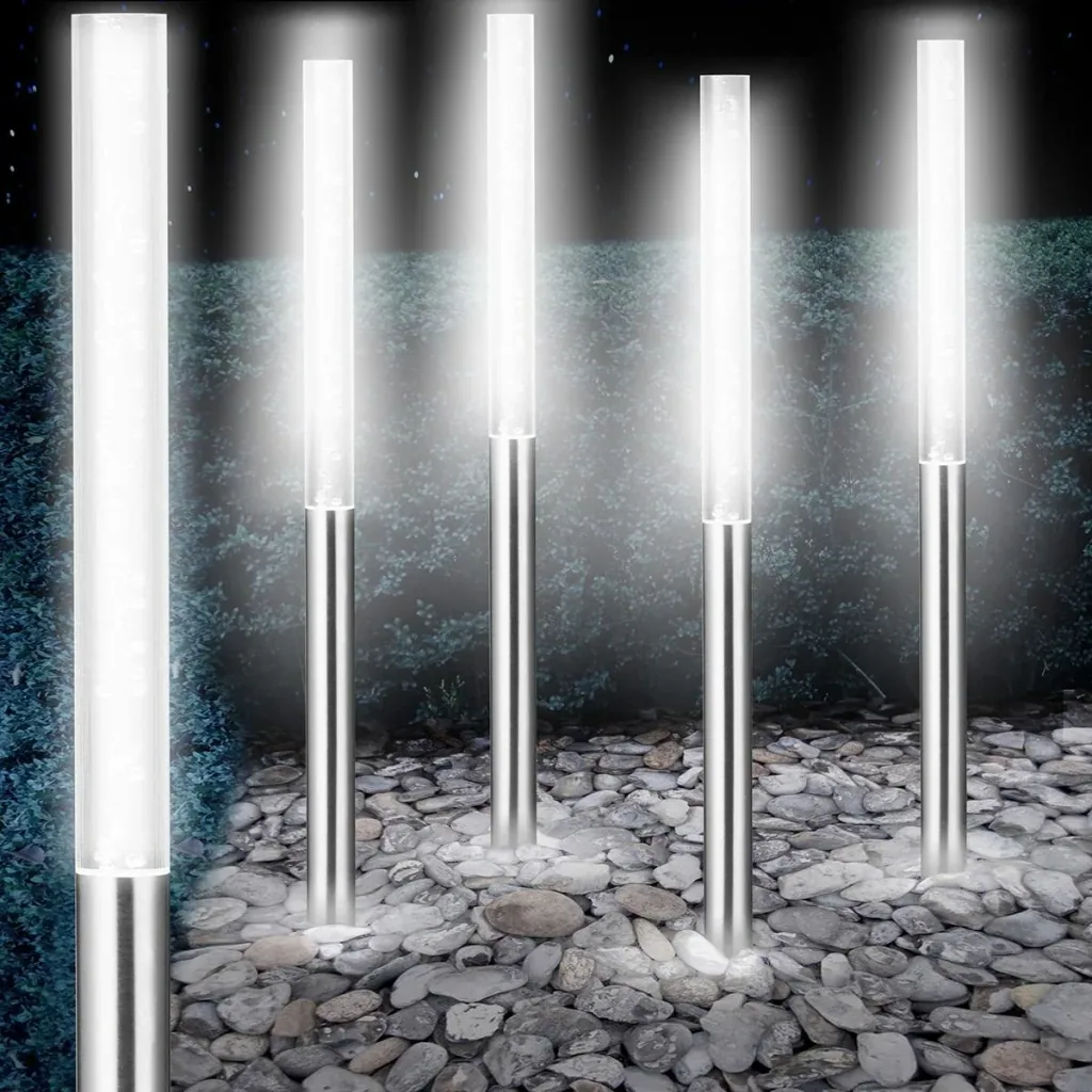 5x Solar Lamp - Solar Powered Lamp - Garden Lighting - Path Lighting - Bright White