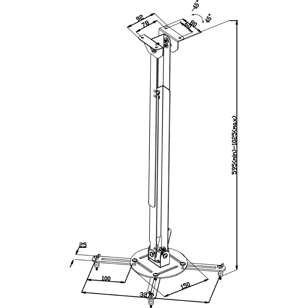 Projector ceiling mount fully movable 10 kg Black