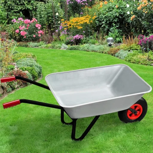Galvanized wheelbarrow - 150kg - with pneumatic tires