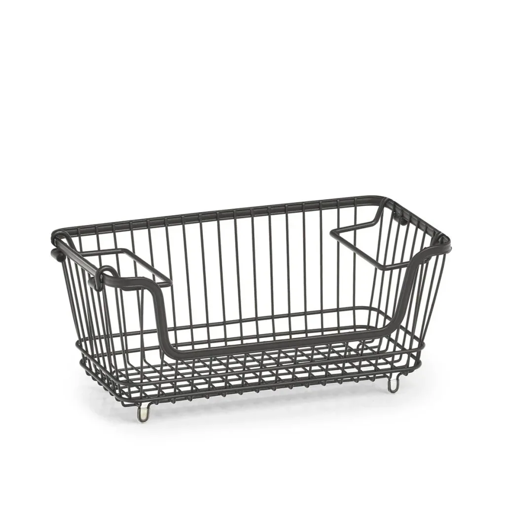 Storage basket, stackable, metal, black