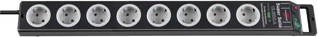 Super-Solid 8-way power strip with 13500 A surge protection, black/grey