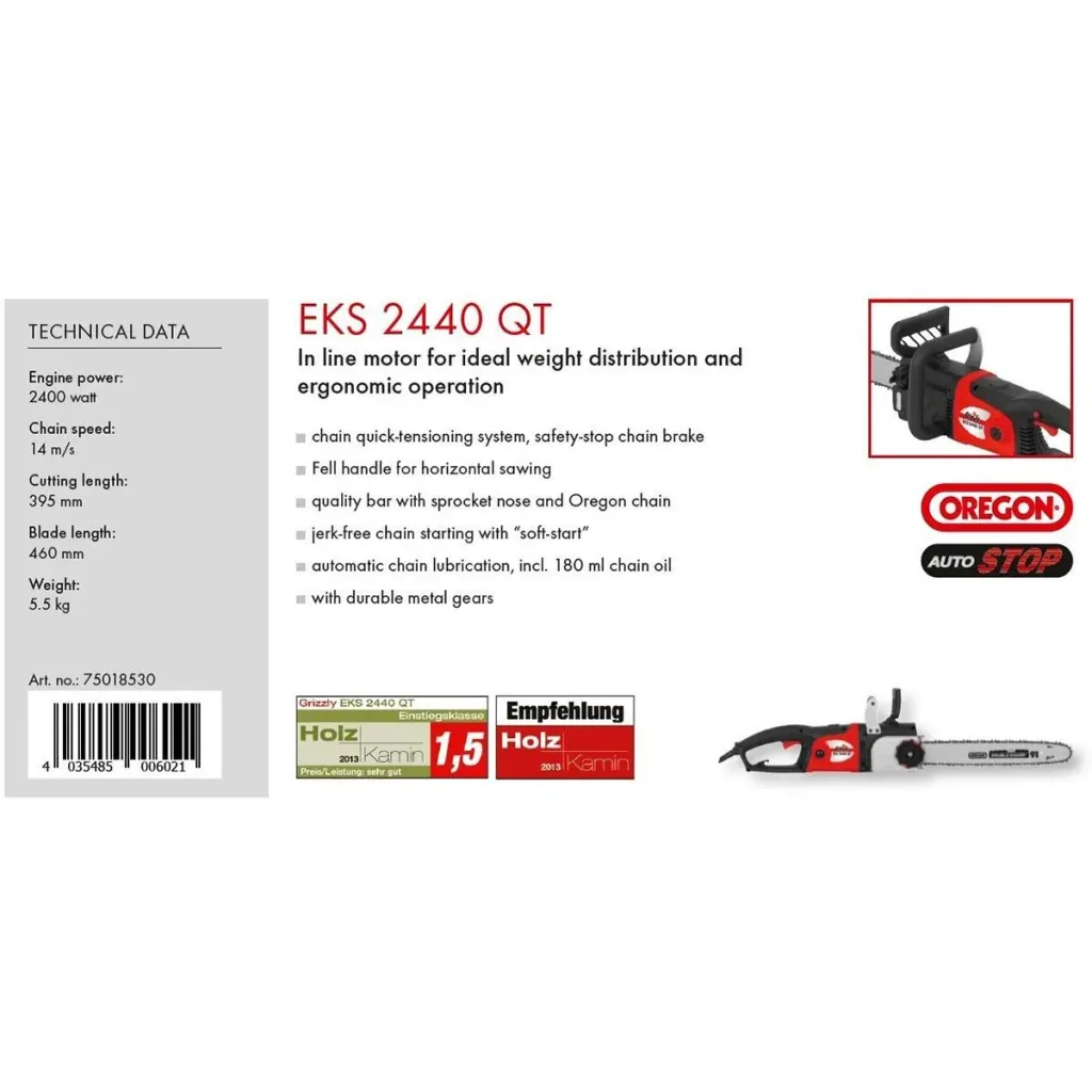 Electric chainsaw EKS2440QT- 2400W - 46 cm