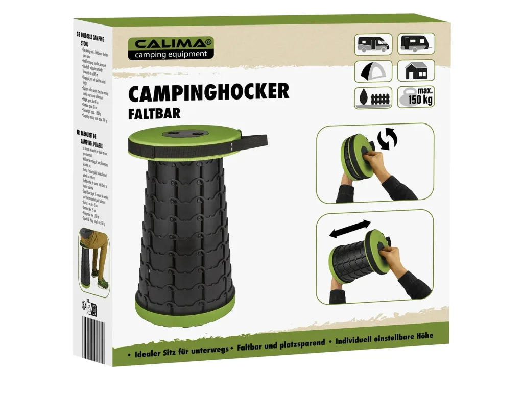 Camping folding stool, seat area 25 cm, load capacity 150 kg
