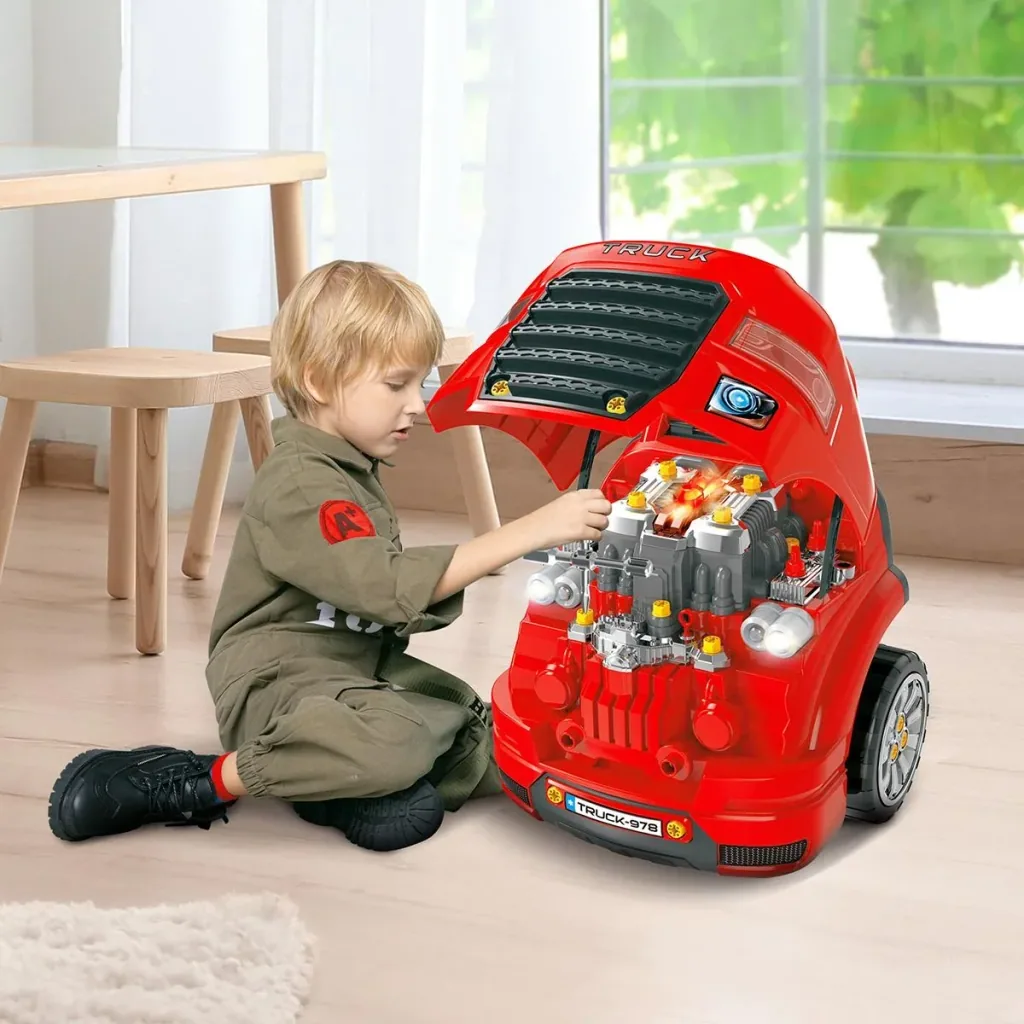 Children's Motor Workshop Workbench 61-piece with Screw Spin Screw RC Car Key Simulated Lock Worktop