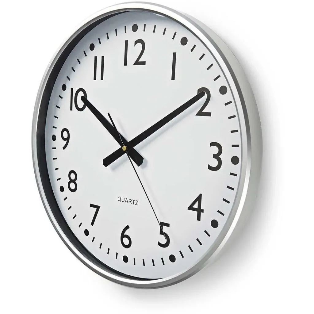 Nedis Wall Clock - 38 cm diameter with easy-to-read numbers - Silver