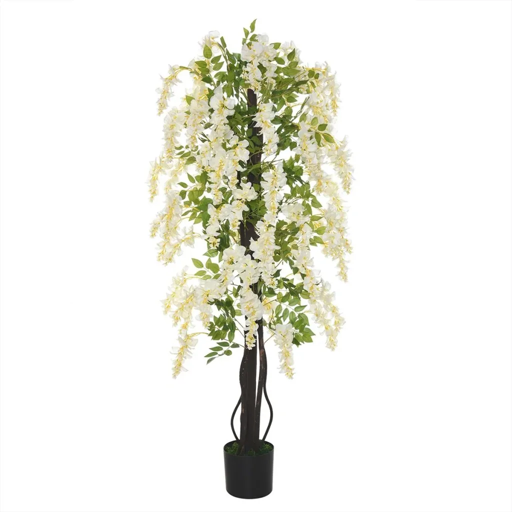 Artificial plant with white wisteria 24 cm x 24 cm x 165 cm