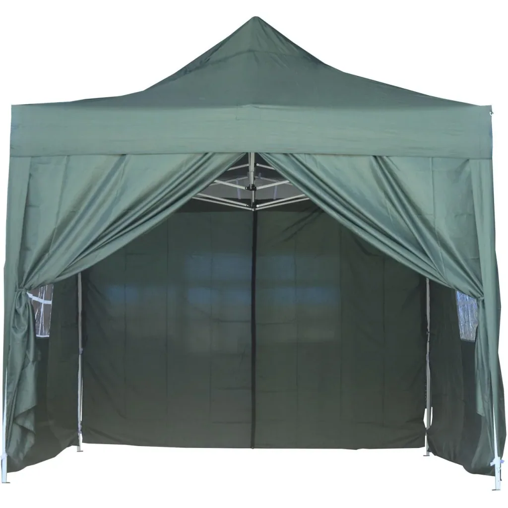 Folding gazebo including 4 side panels Green 3x4.5m gazebo
