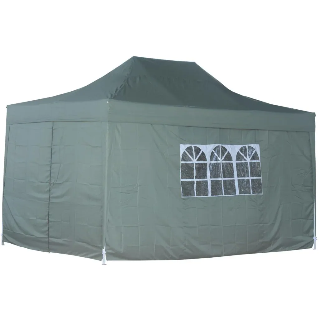 Folding gazebo including 4 side panels Green 3x4.5m gazebo
