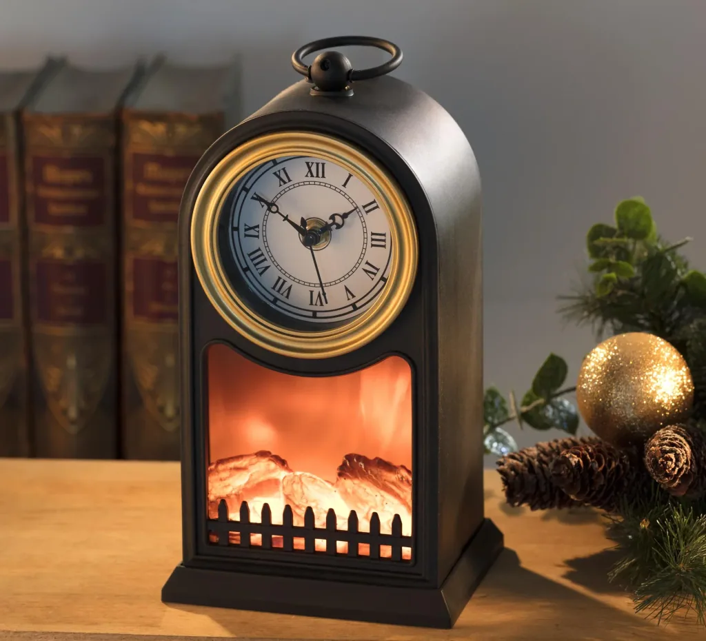 Fireplace with clock black