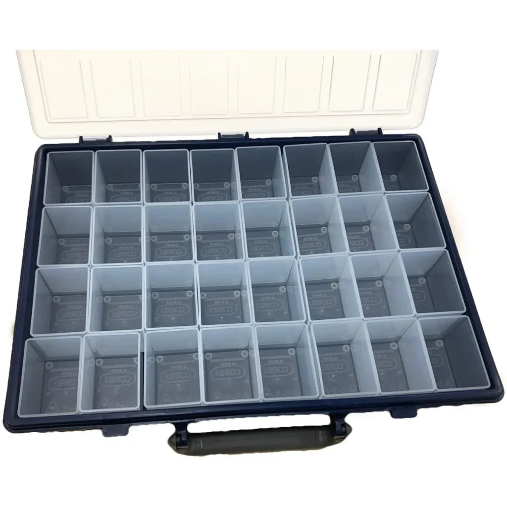 NL Assortment box / storage box - Contains 32 removable trays - 26.1 x 33.8 x 5.7 cm