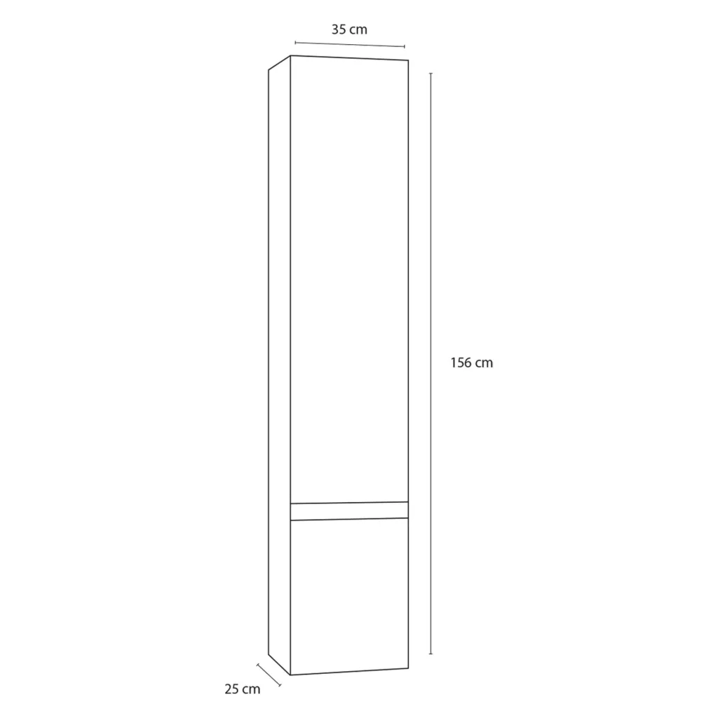 Stripe Bath Tall Cabinet Right 35x156cm White