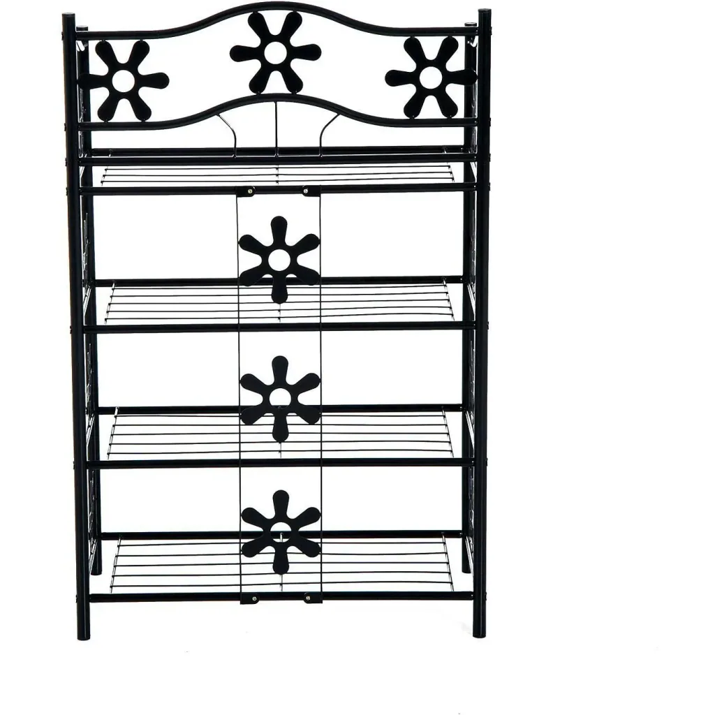 Freestanding shelf 4 tiers metal shelf