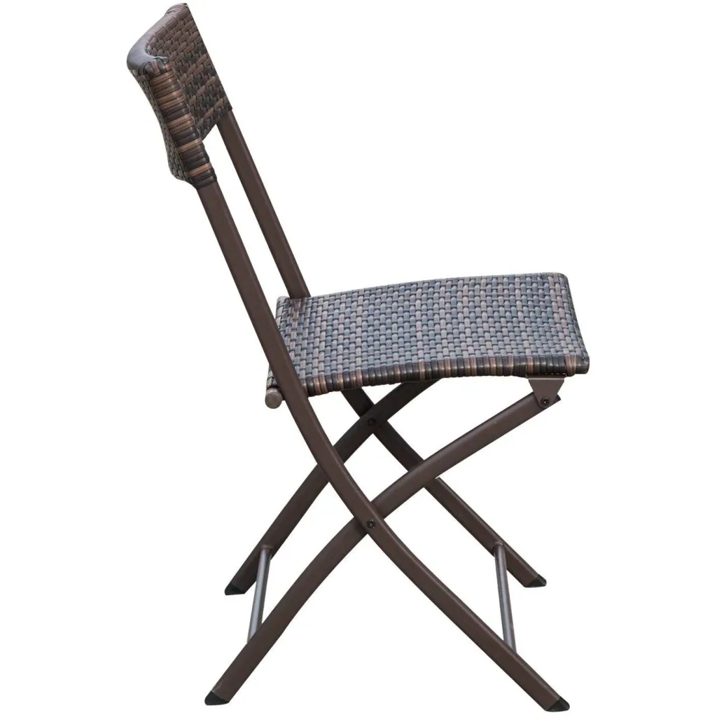 Bistro set balcony set 3 pcs, polyrattan foldable brown