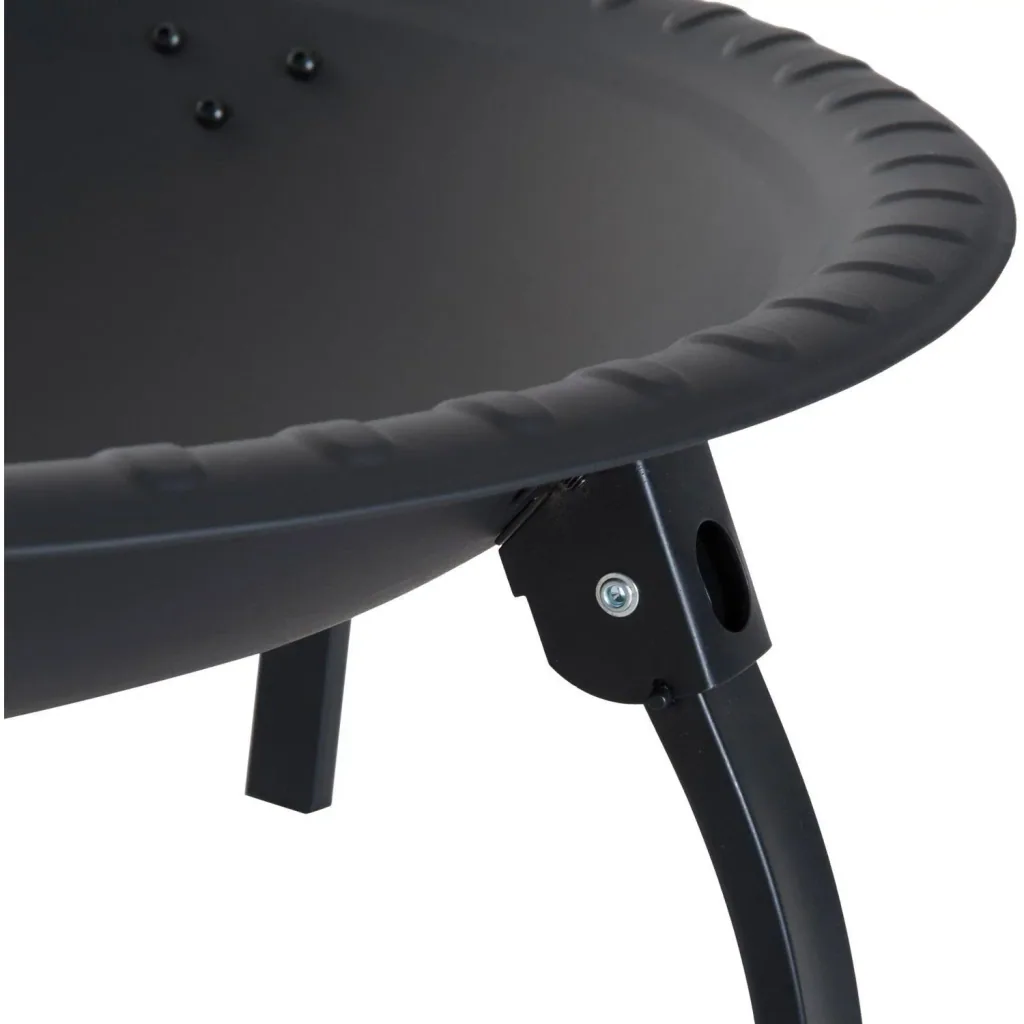 Fire bowl with spark guard, foldable, 66 cm, black