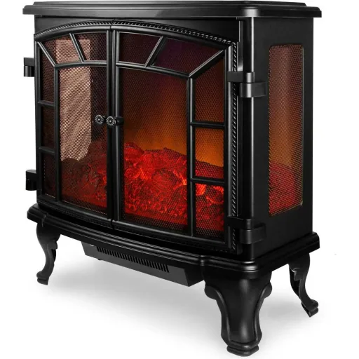 Electric fireplace with double door with fan and chimney effect