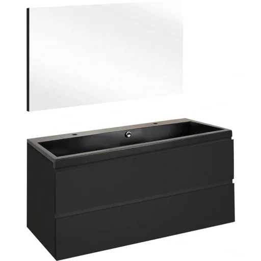 Concept bathroom furniture with mirror 100cm - black/black