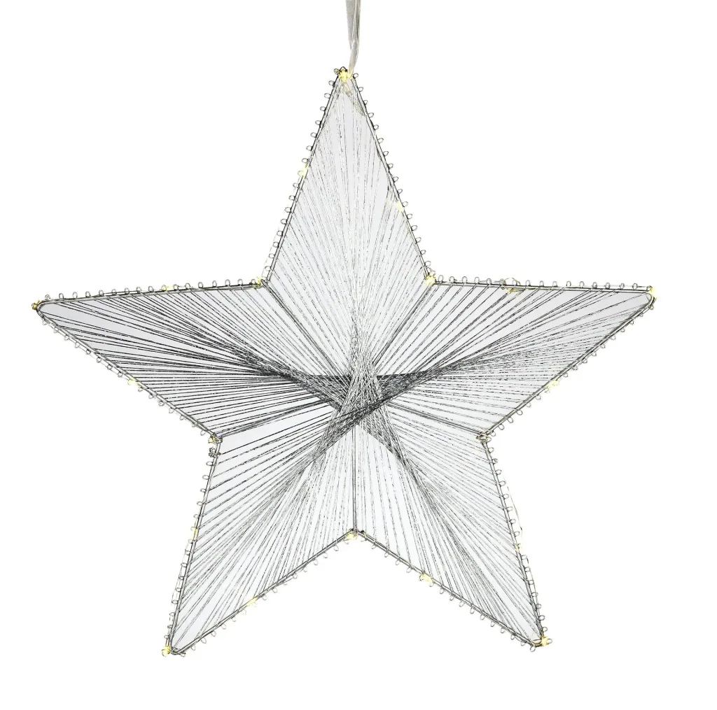 Decorative star with 20 warm white LEDs, battery operated