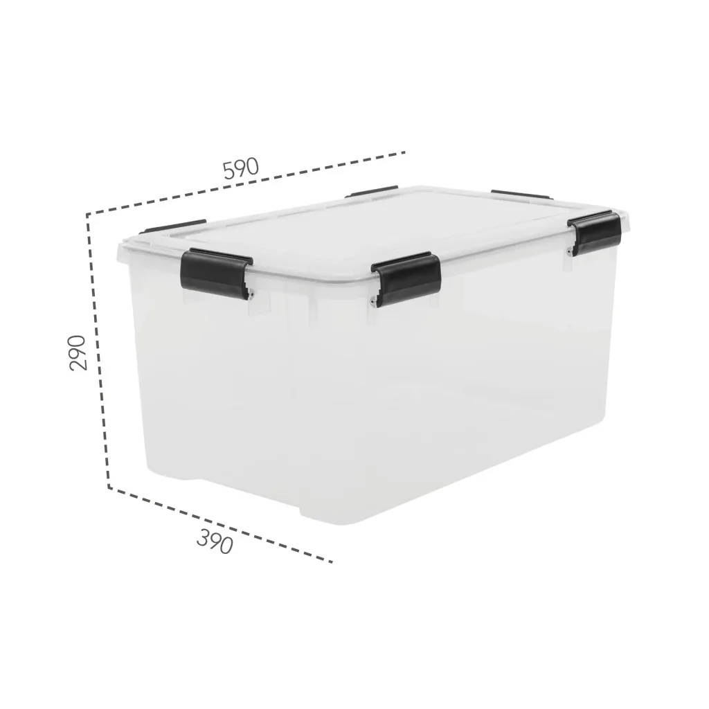 Waterproof storage box, transparent, 50 liters