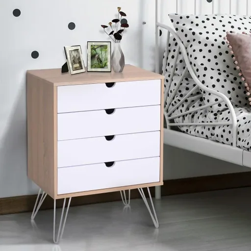 Bedside table, nightstand, side table, hallway chest of drawers, console table, 4 drawers