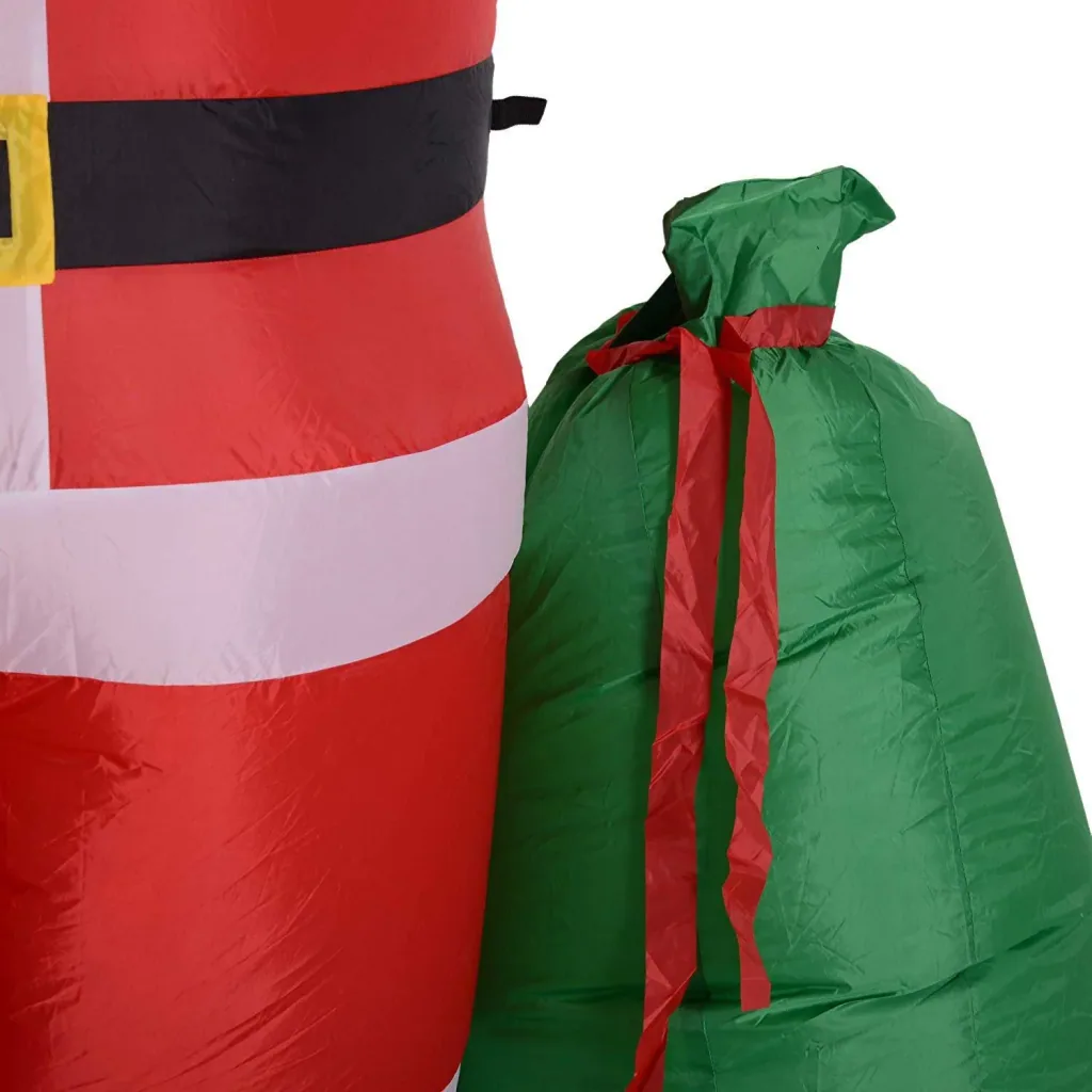 Self-inflatable Santa Claus with gift bag LED blower red