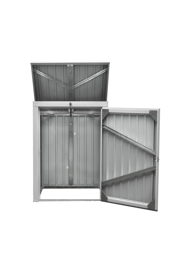 Afvalbakbehuizing voor 1x 240 L, 104×101×134 cm, Antraciet – afsluitbare stalen behuizing