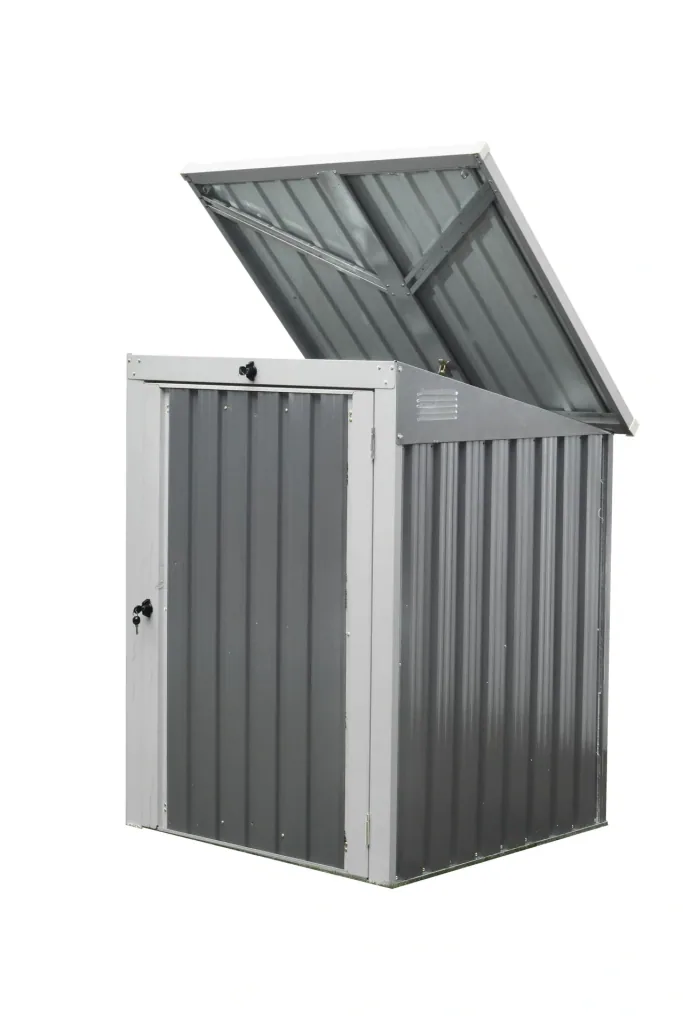 Afvalbakbehuizing voor 1x 240 L, 104×101×134 cm, Antraciet – afsluitbare stalen behuizing