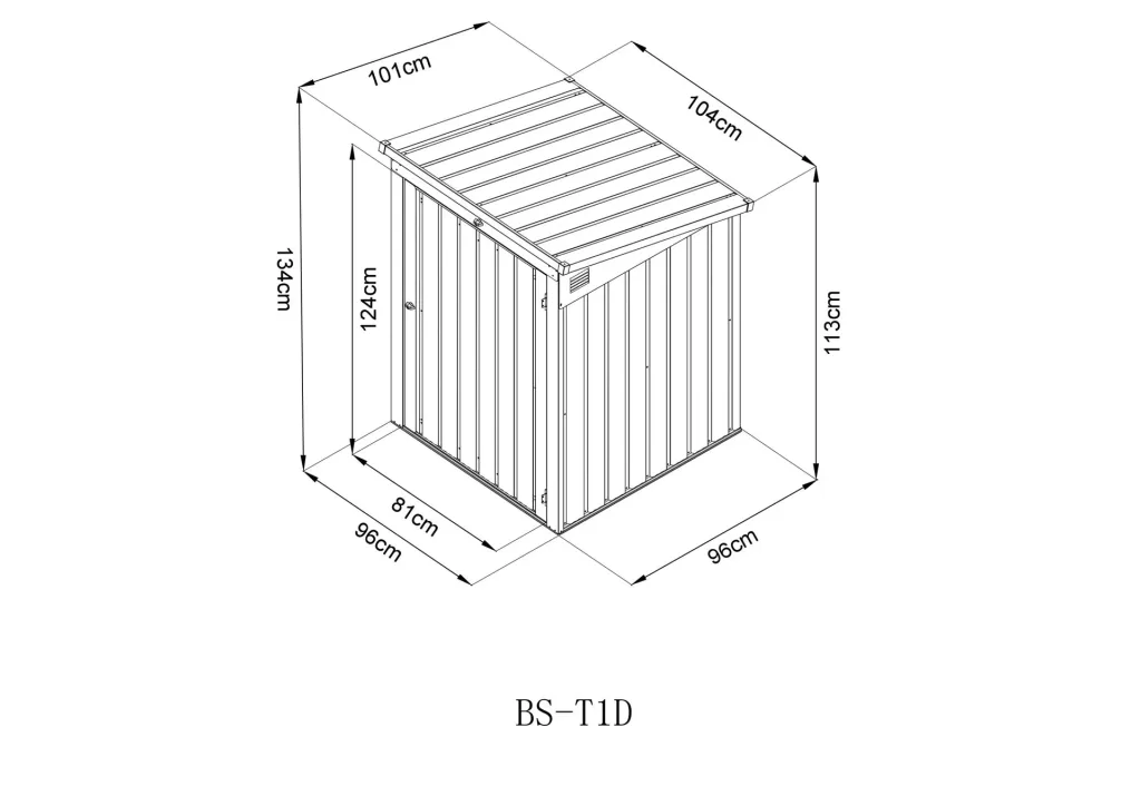 Afvalbakbehuizing voor 1x 240 L, 104×101×134 cm, Antraciet – afsluitbare stalen behuizing