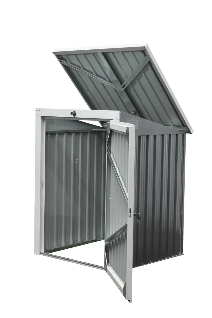 Afvalbakbehuizing voor 1x 240 L, 104×101×134 cm, Antraciet – afsluitbare stalen behuizing