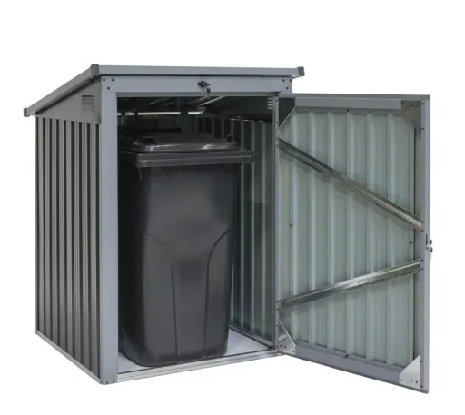 Afvalbakbehuizing voor 1x 240 L, 104×101×134 cm, Antraciet – afsluitbare stalen behuizing