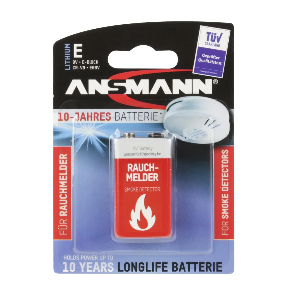 Lithium 9V block smoke detector battery