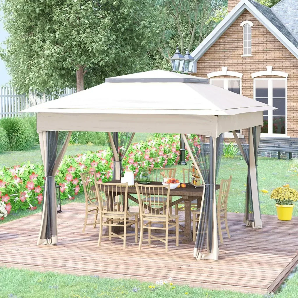 Pop-up gazebo garden tent with side walls Pop-up gazebo cream white 3.25 x 3.25 x 2.65 m