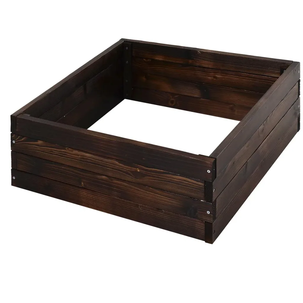 Square raised bed dark brown