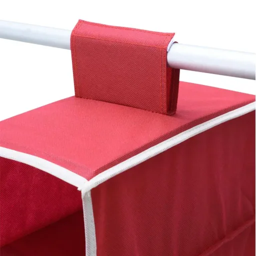 2x coat hangers with 6 compartments in red/white
